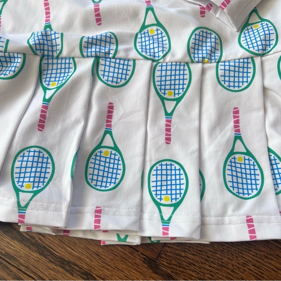 Cecil & Lou Collared Long Sleeve Tennis Racket Print Dress with Pleats Size 4T - Picture 6 of 7